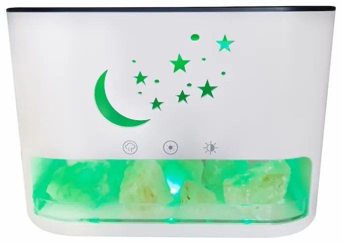 Új Design Párologtató Aroma Diffúzor Sókő kristály és Láng LED fénnyel 250ml - KP-023 Fehér