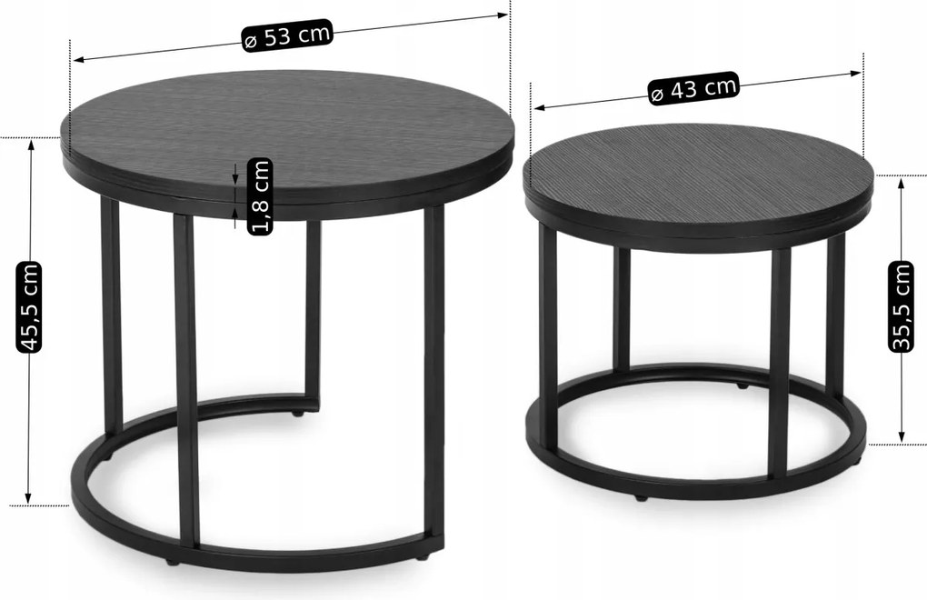 Dohányzóasztal szett fekete színben MANU