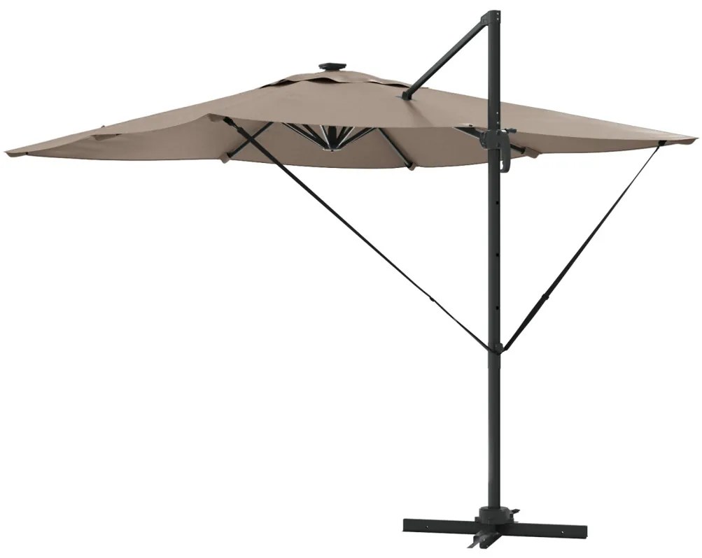 Cantilever Roma Napernyő LED-fénnyel - Taupe (286 x 285 x 270 cm) - Alumínium