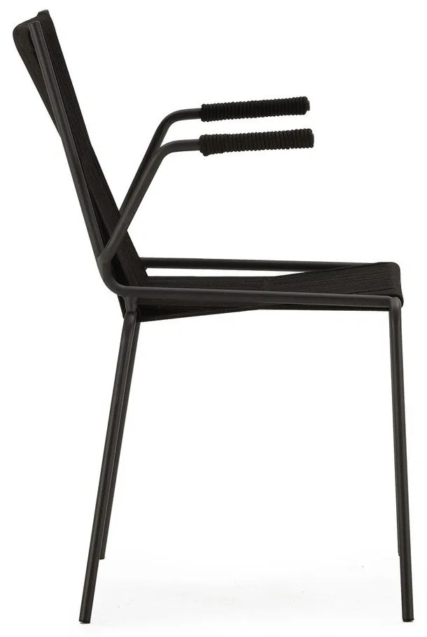 Fekete fém karfás-rakásolható étkezőszék szett 2 db-os Emily – Marckeric