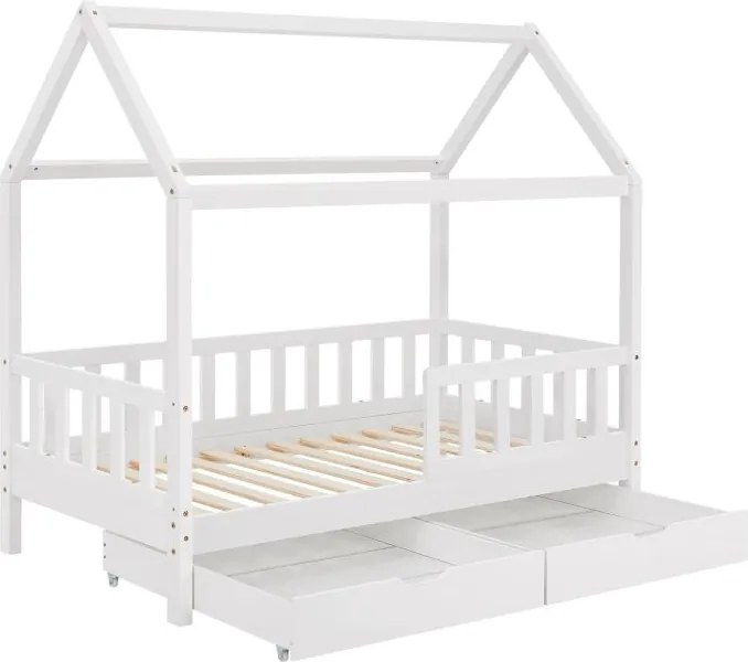 Gyerekágy rácsos 160 x 80 korlát/fiókkal fehér