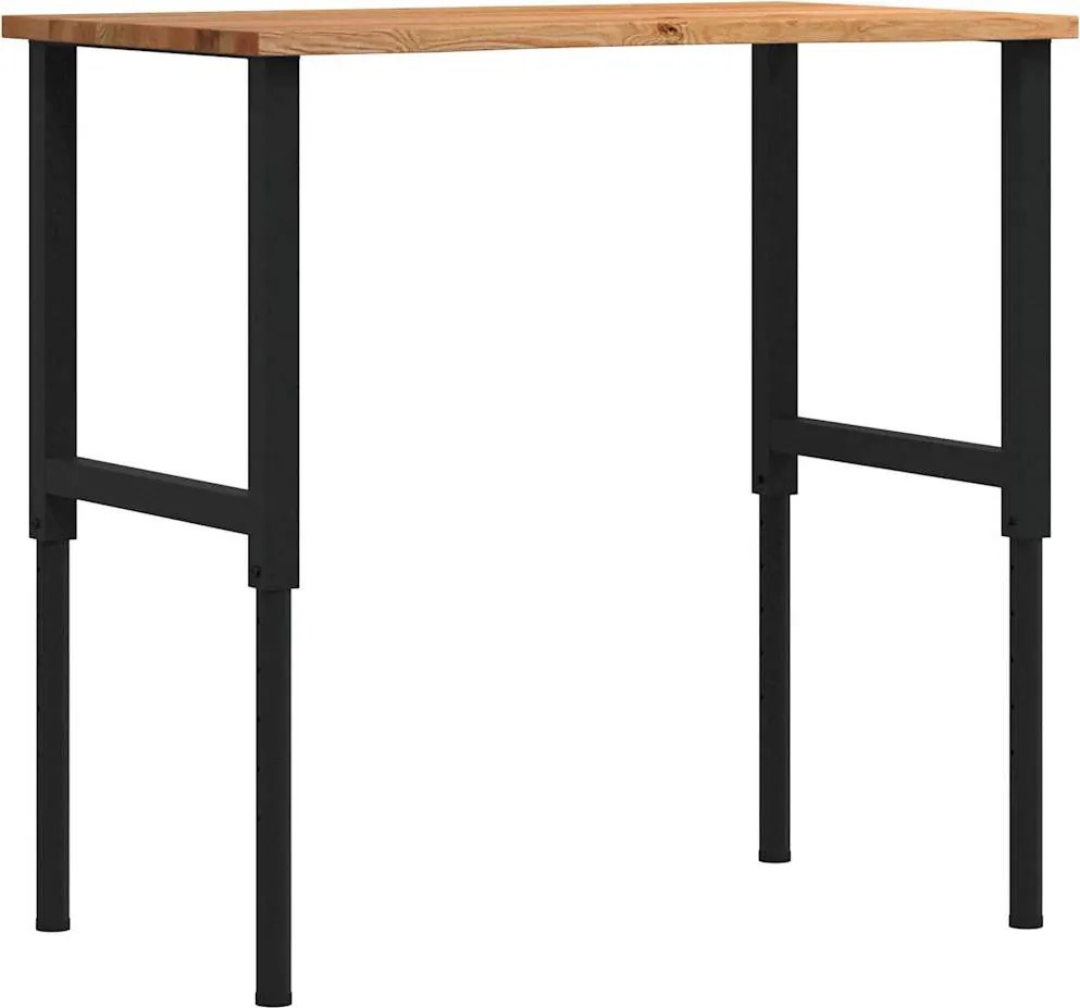 vidaXL világosbarna tömör tölgyfa munkapad 100 x 60 x (71,5-98) cm
