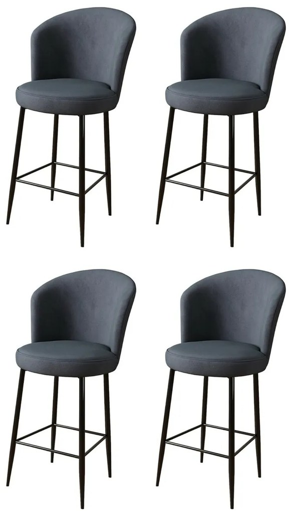 Alte Anthracite and Black bárszék szett, 4 db, 4 db