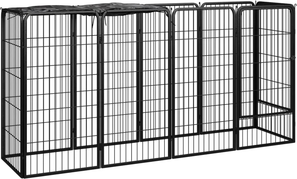 vidaXL 10-paneles fekete porszórt acél kutyakennel 50 x 100 cm