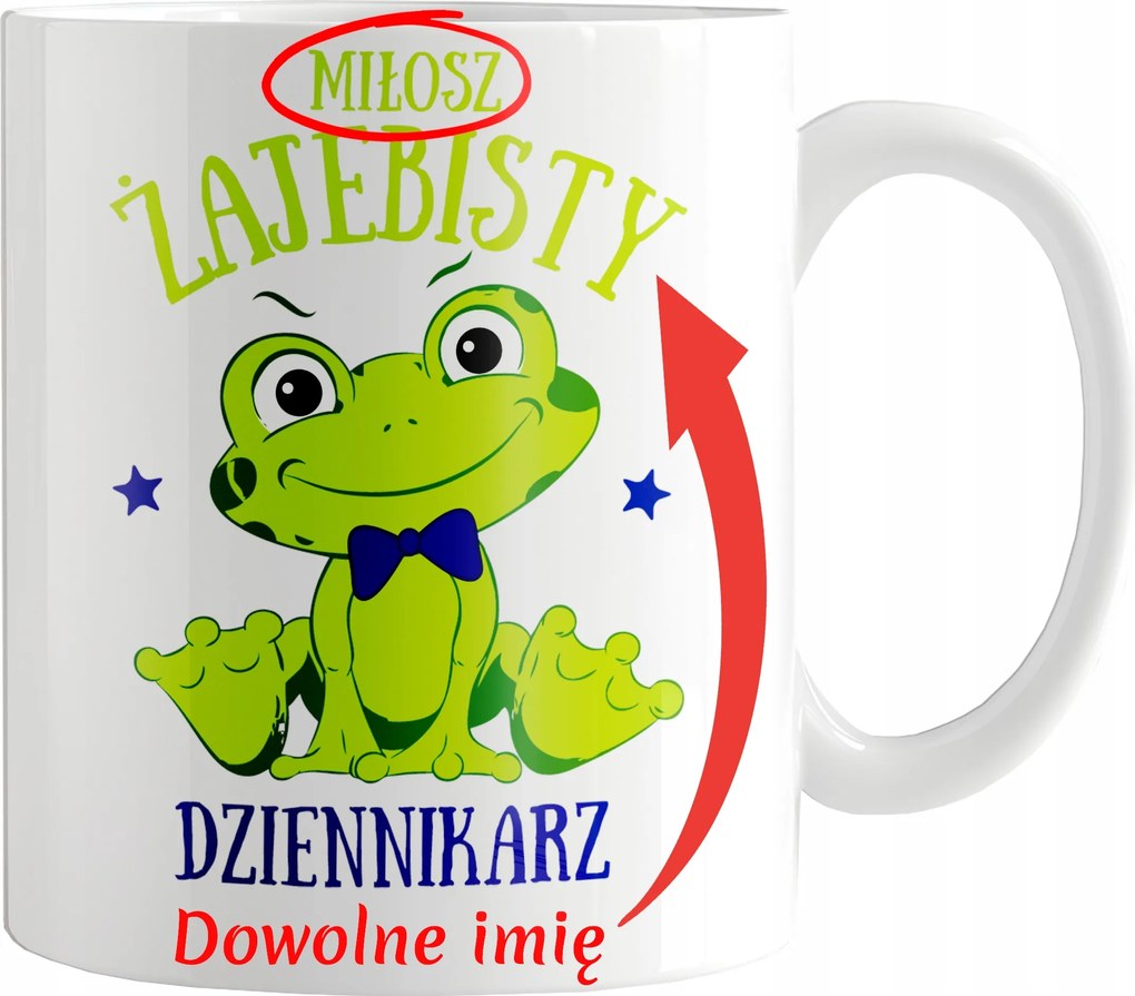 Nyomott Mintás Bögre Békás Újságírónak Ajándék Névre Szóló