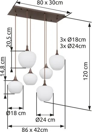 GLOBO 15548-6HC MAXY Többágú Függesztett Lámpa IP20