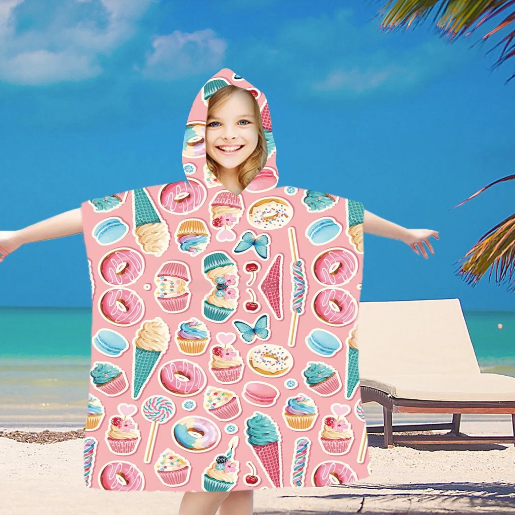Gyermek poncsó SWEETIE rózsaszín 60x120 cm