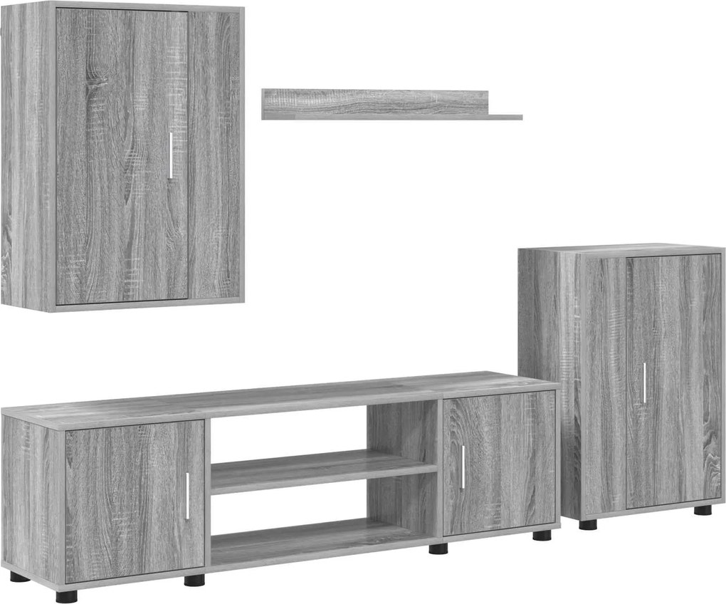 vidaXL TV szekrény garnitúra 4 pcs Szürke Sonoma Faanyag