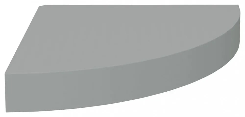 2 db szürke MDF lebegő sarokpolc 25 x 25 x 3,8 cm
