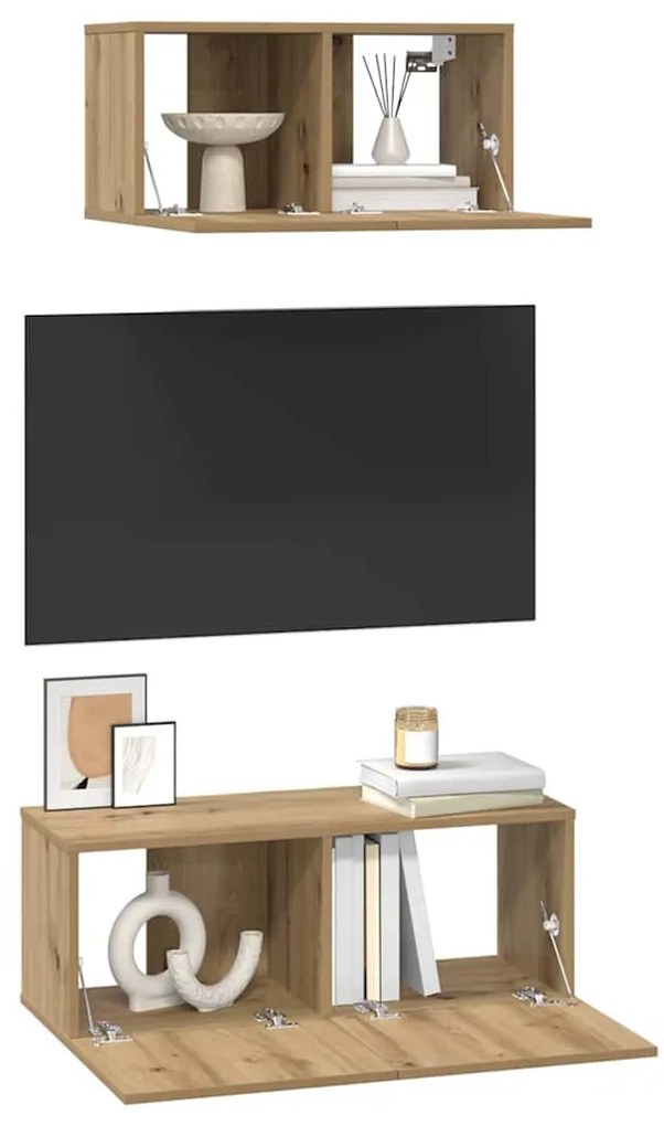 TV szekrény garnitúra 2 pcs kézműves tölgy 80 x 30 x 30 cm