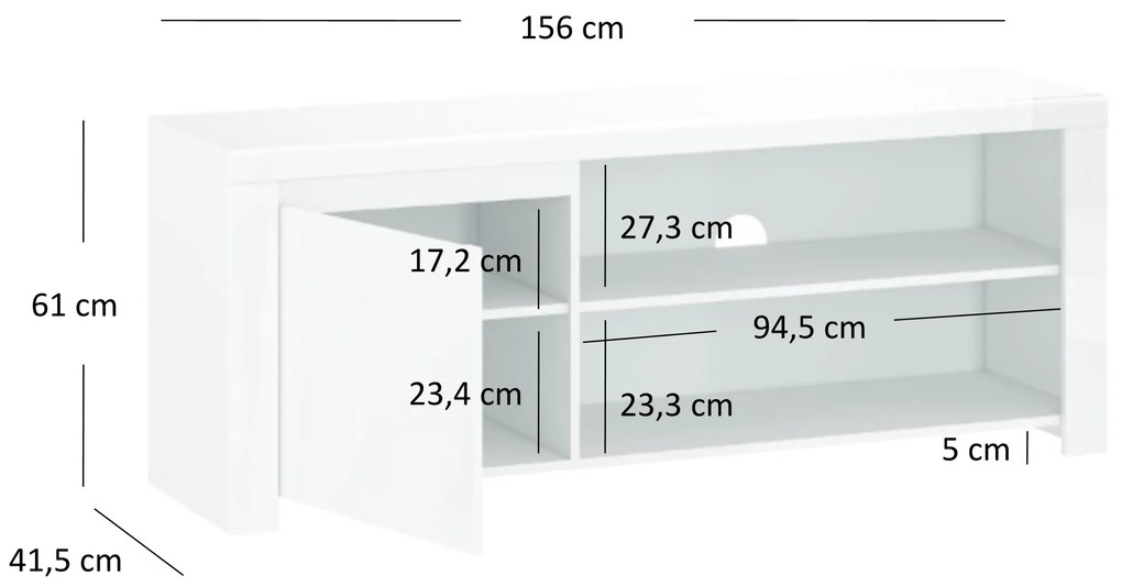 TV asztal/Szekrény Leona (fényes fehér). 1053012