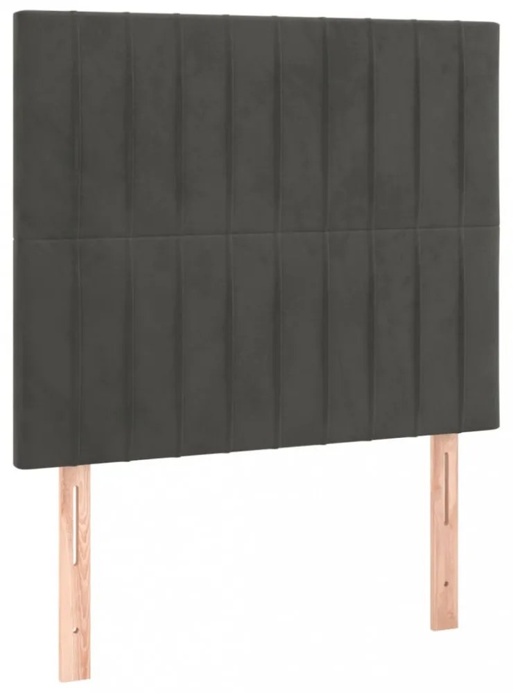 sötétszürke bársony LED-es fejtámla 100x5x118/128 cm