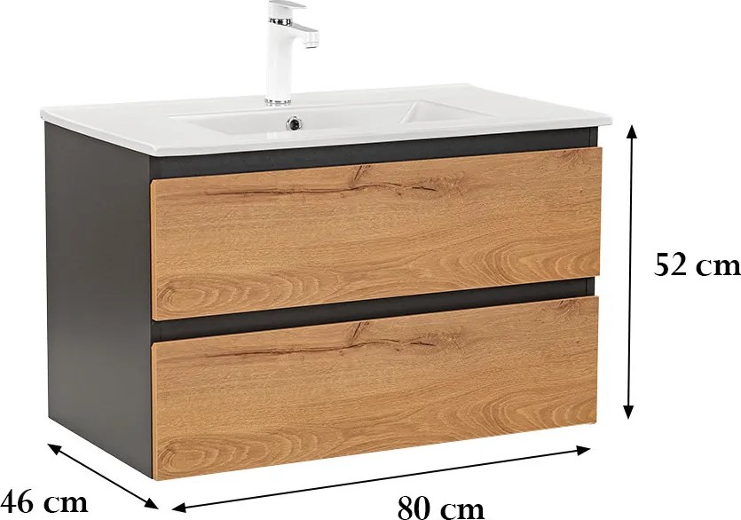 Vario Forte 80 alsó szekrény mosdóval antracit-tölgy