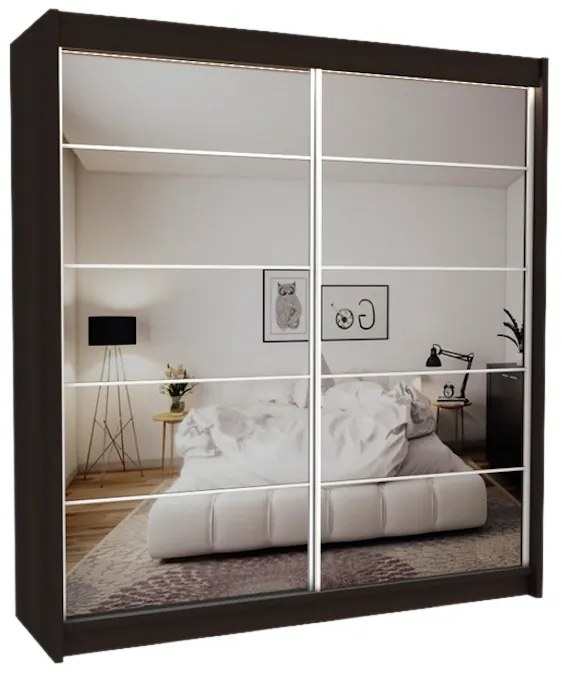 MARISA tolóajtós ruhásszekrény tükörrel + Halk zárorendszer, 120x216x61, sonoma tölgy