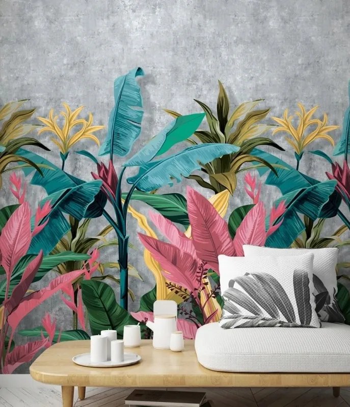 Falfestmény Nagy Színes Vinil Levelek Flizelin