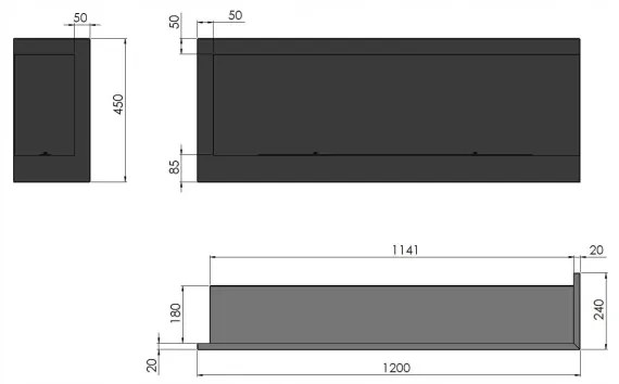 InFire - Sarok BIO kandalló 45x120 cm 3kW fekete