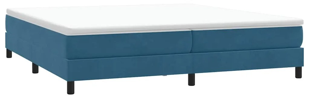 sötétkék bársony rugós ágy matrac nélkül 200x210 cm