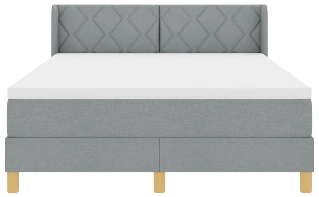 Boxspring Ágy Matraccal Világosszürkében, 140 x 200 cm, Szövet.