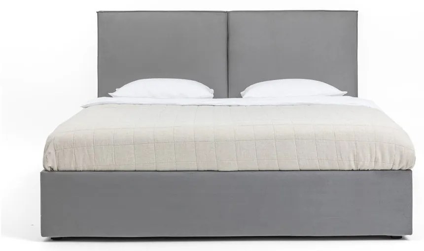 Szürke kárpitozott ágyneműtartós franciaágy matraccal, ágyráccsal 180x200 cm Thessa Bold – Bonami Selection