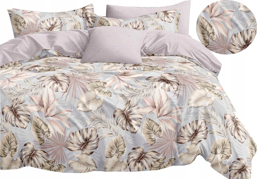 Flanel meleg ágyneműhuzat 140x200+párnahuzat Lengyel, levelek, virágok