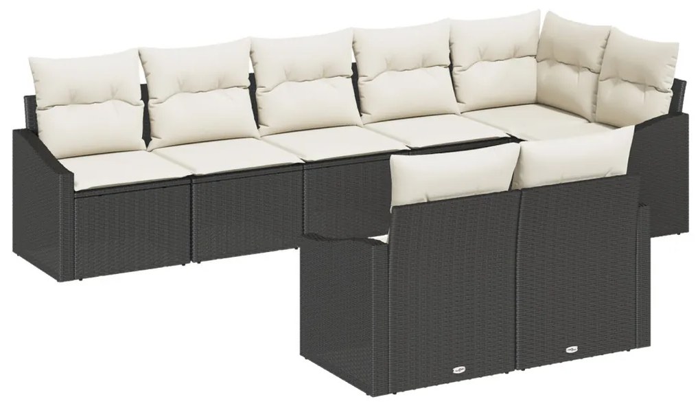 Kanapé Szett párnával 8 pcs Fekete polirattan