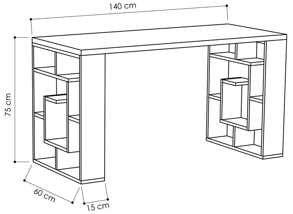 Íróasztal Maze - White, Oak