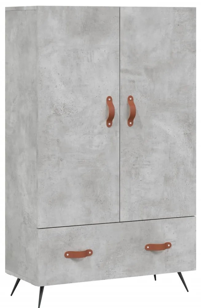 betonszürke szerelt fa magasszekrény 69,5 x 31 x 115 cm