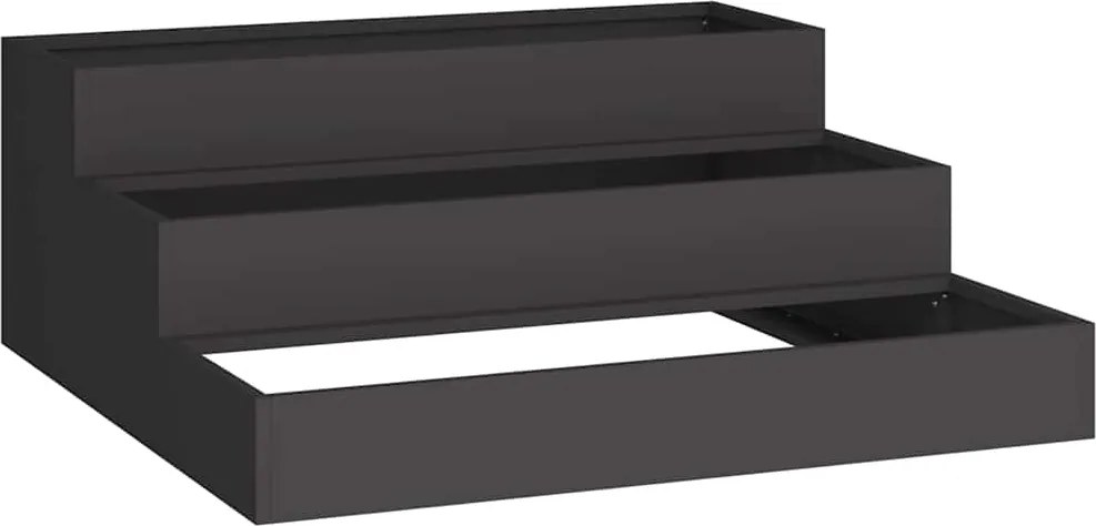 vidaXL Kerti cserép Fekete 90 x 90 x 35 cm Hidegen hengerelt acél