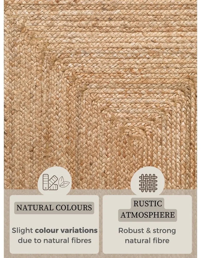 Natúr színű kétoldalas kézi szövésű juta futószőnyeg 80x200 cm Sharmila Natural Brown – Hanse Home