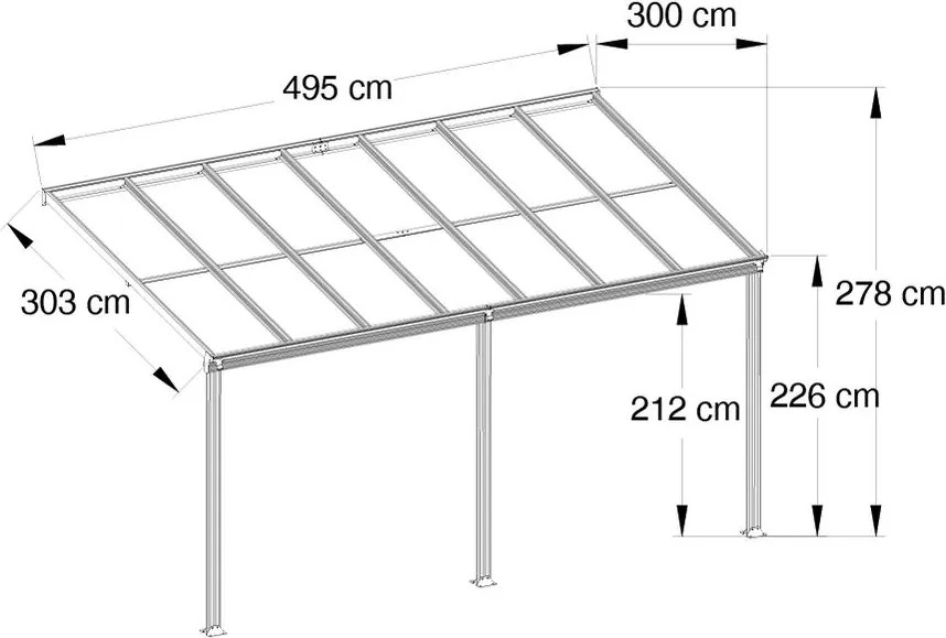 Avenberg Avesta BW8 ALU Pergola - 5 x 3 m