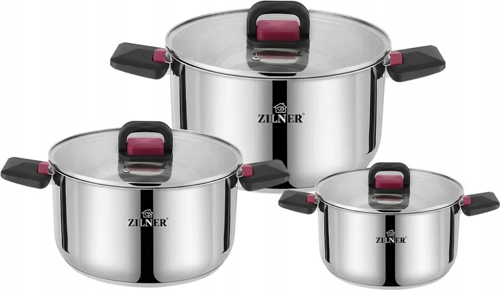 Zilner Rozsdamentes acél edénykészlet 3 db-os üvegfedővel