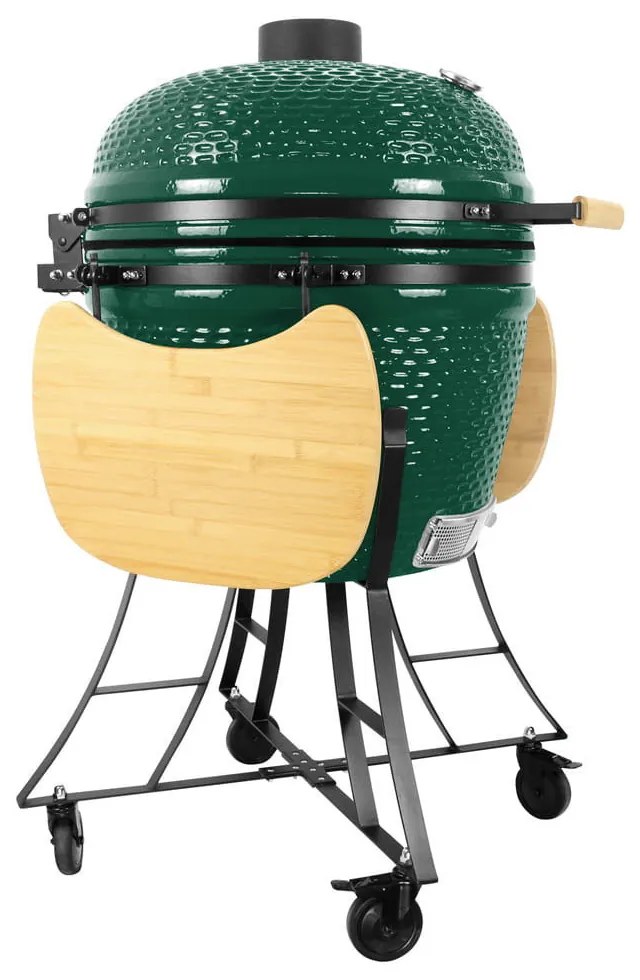 Kerámia faszéngrill oldalpolcokkal, 57 cm ráccsal