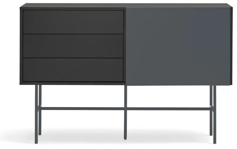Fekete-antracitszürke alacsony komód tolóajtóval 140x91 cm Nube – Teulat