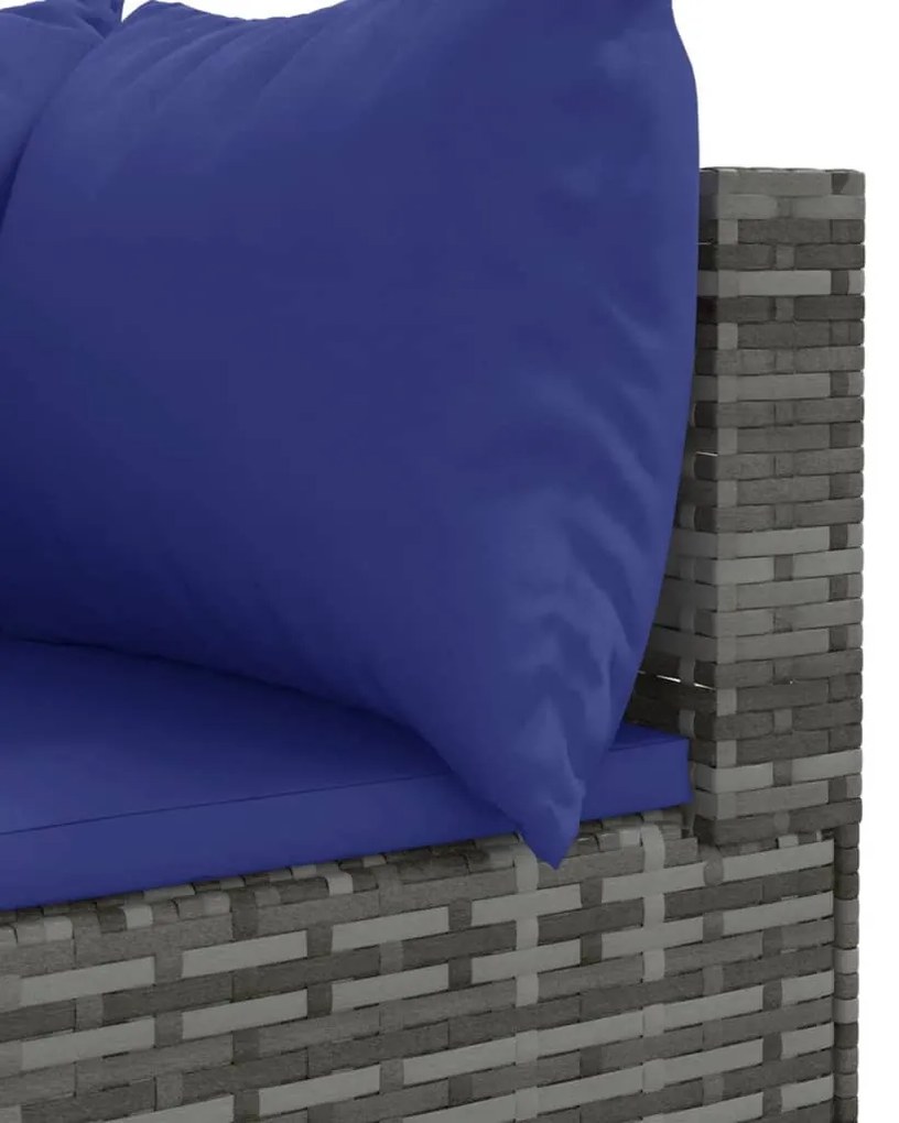 9 részes szürke polyrattan kerti ülőgarnitúra párnákkal