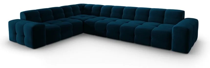 Sötétkék bársony sarokkanapé (bal oldali) Kendal – Micadoni Home