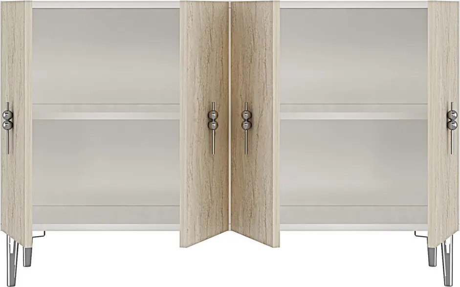 Komód, fehér-travertin, 120 cm – TR555CHM1433
