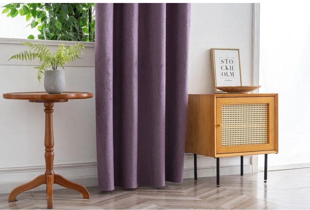 DUNES VELVET sötétítő függöny 140×250 cm, lila Felfüggesztés: Hullámos sínszalag