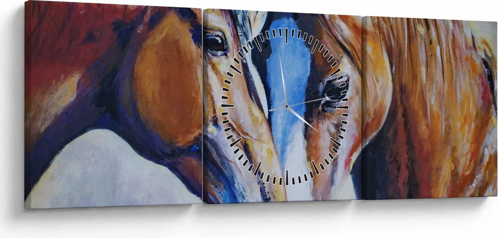 Kép - szerelmes lovak (órával) (90x30 cm)