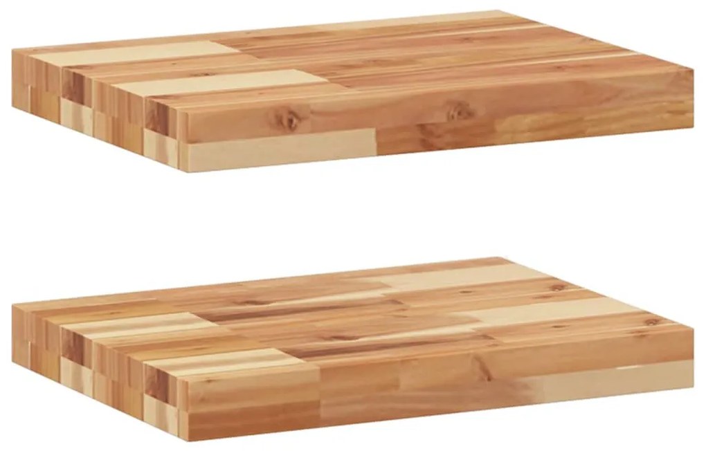 2 db olajbevonatú tömör akácfa függőpolc 40 x 30 x 4 cm