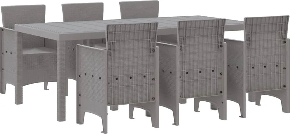 vidaXL Kert étkező szett 7 pcs Világosszürke Polipropilén