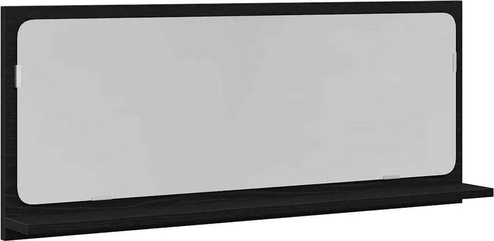 vidaXL Tükörpolc polcokkal Fekete tölgy 90 x 10,5 x 37 cm Faanyag