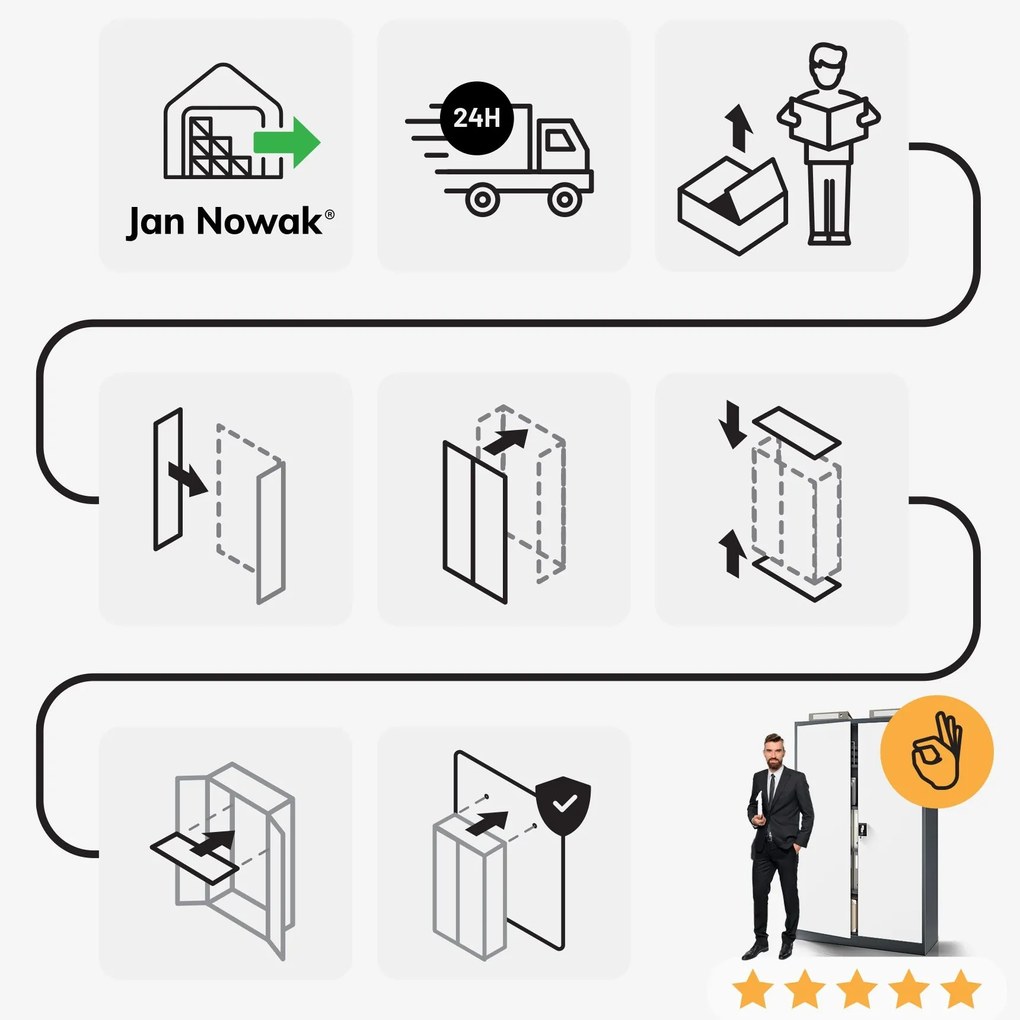 Fém iratszekrény JAN II, 1150 x 185 x 400 mm, antracit-fehér