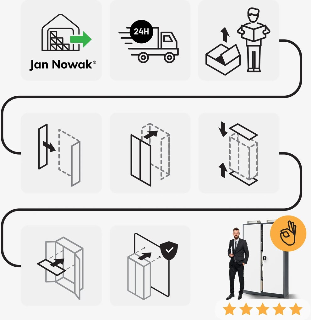 Fém iratszekrény JAN II, 1150 x 1850 x 400 mm, antracit-fehér