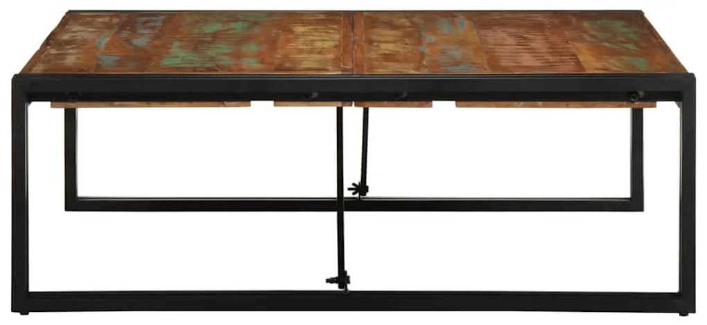 Többszínű tömör újrahasznosított fa dohányzóasztal 100x100x35cm