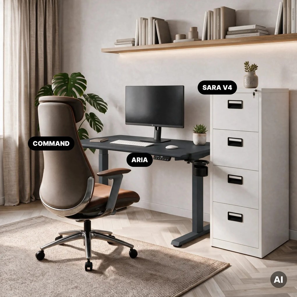 Elektromos íróasztal magasságállítással ergonomikus antracit,1200x600 mm: ARIA