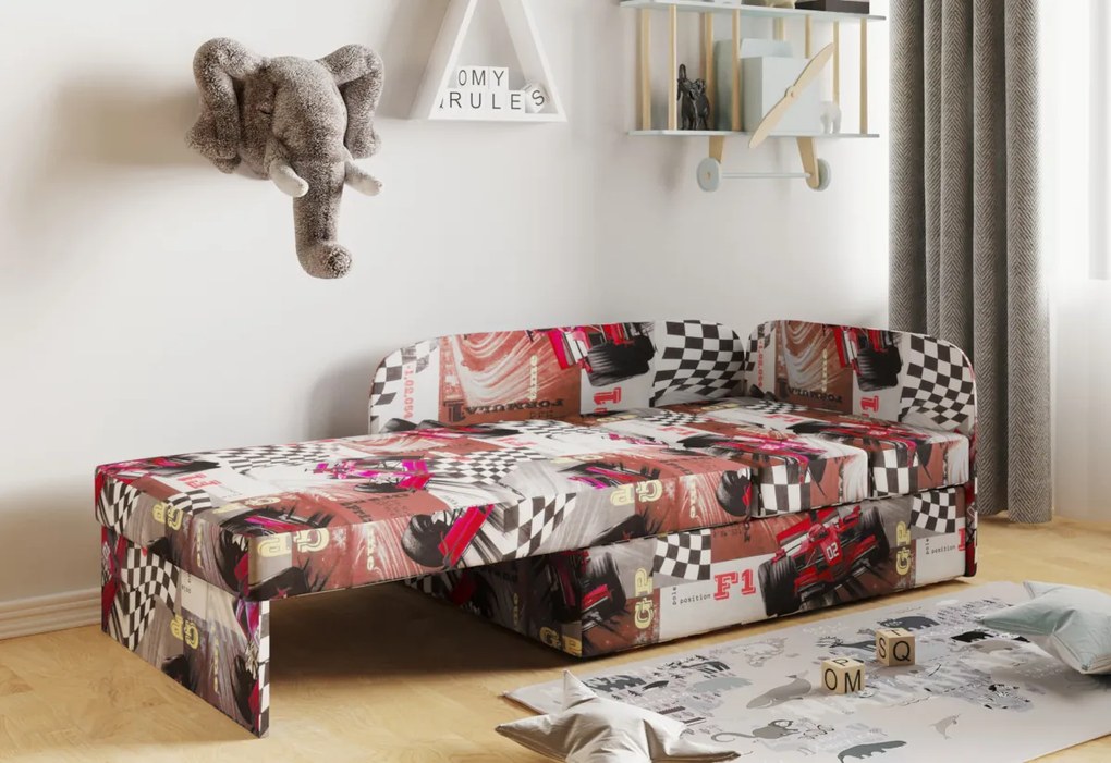 MILO kinyitható gyerek kanapé, 107x64x78, pilka/casablanka 16, balos