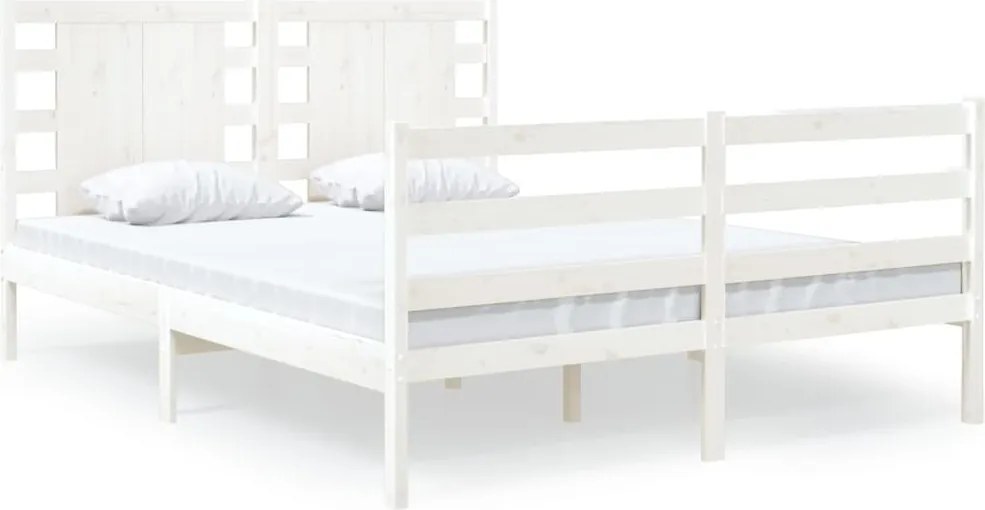 vidaXL fehér tömör fenyőfa ágy matrac nélkül 120 x 190 cm
