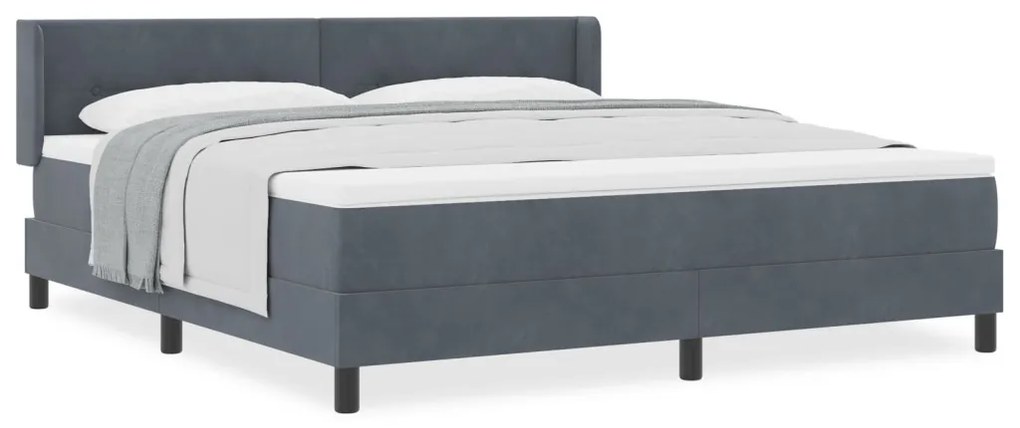 vidaXL Boxspring Ágy Matraccal Sötétszürke 180x200 cm Bársony