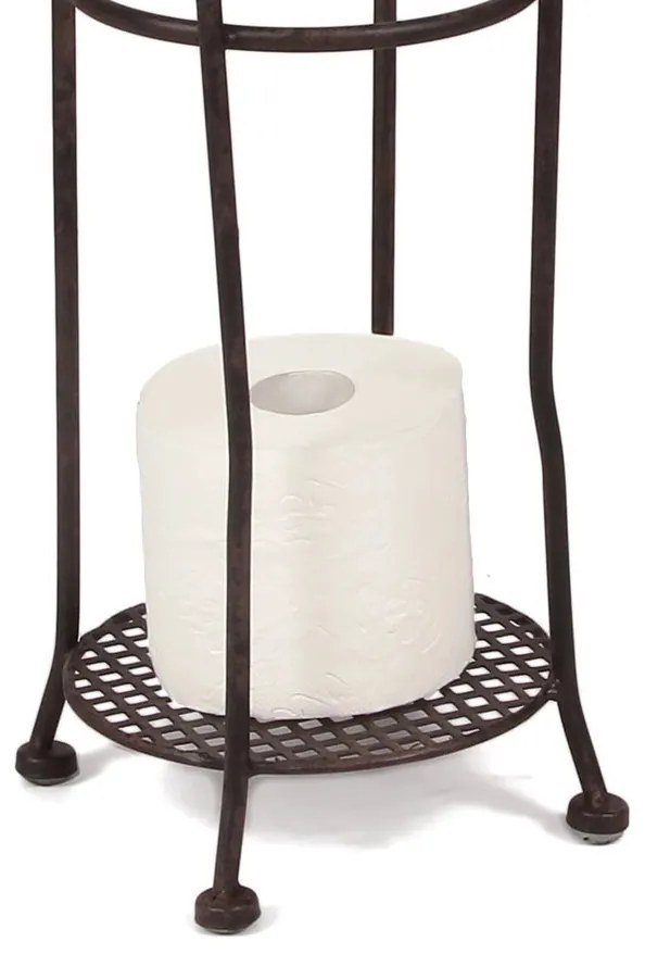 Vintage fém álló WC papír tartó 70 cm barna