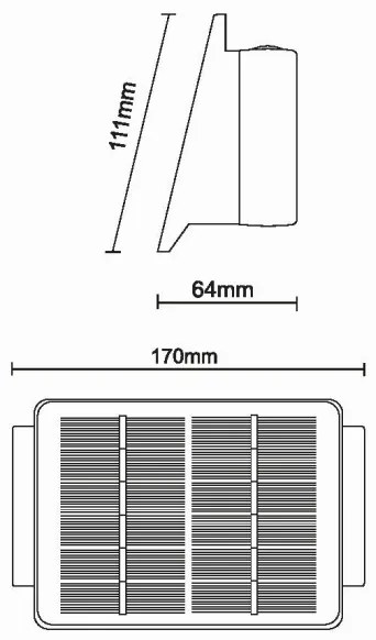 LED Napelemes fali lámpa 4xLED/1,5W/3,7V 1500 mAh IP54 fekete